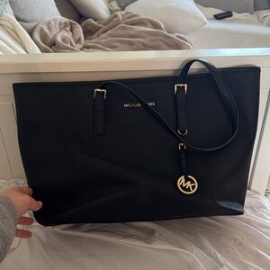 Michael Kors Black Tote with Gold MK Charm